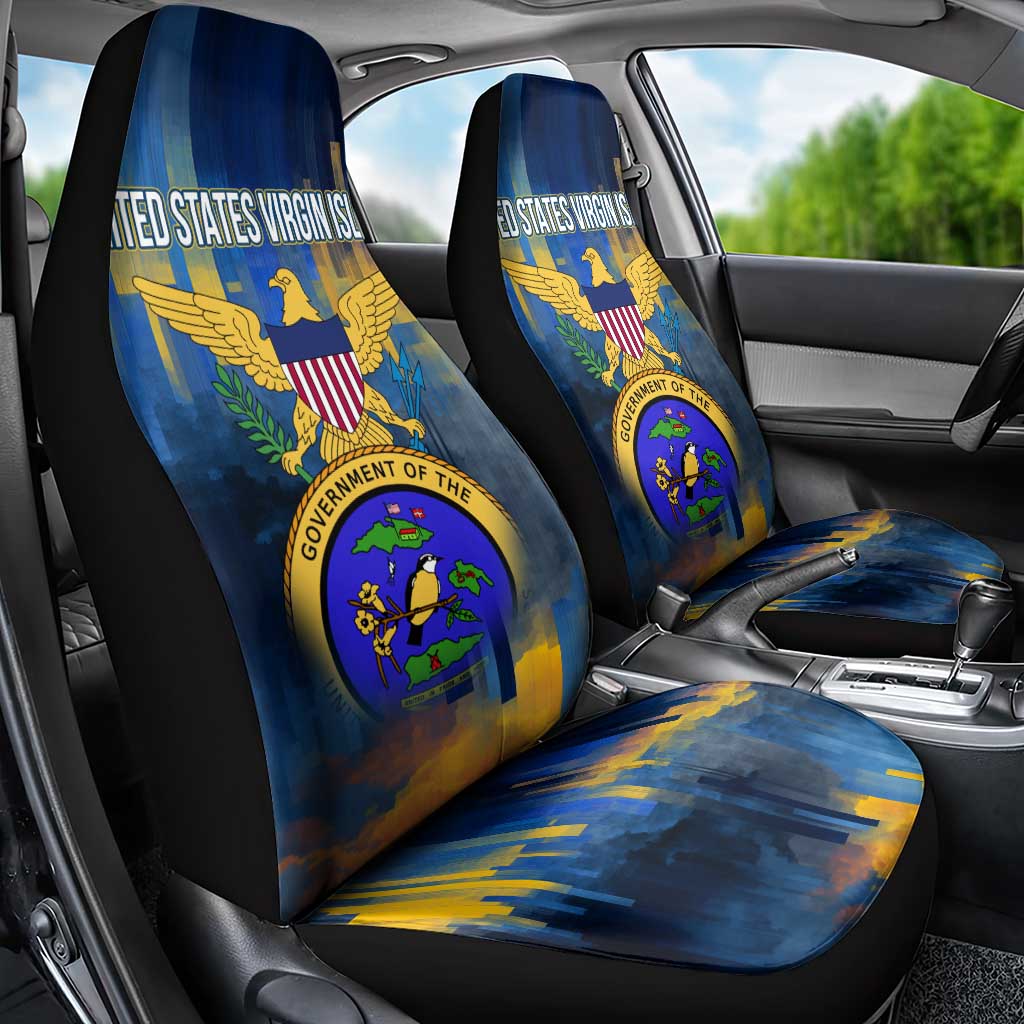 United States Virgin Islands Car Seat Cover with Blue Yellow Government Seal Design and Bald Eagle - Wonder Print Shop