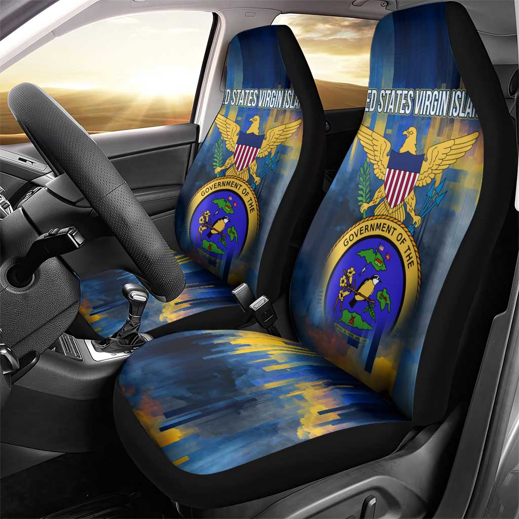 United States Virgin Islands Car Seat Cover with Blue Yellow Government Seal Design and Bald Eagle - Wonder Print Shop