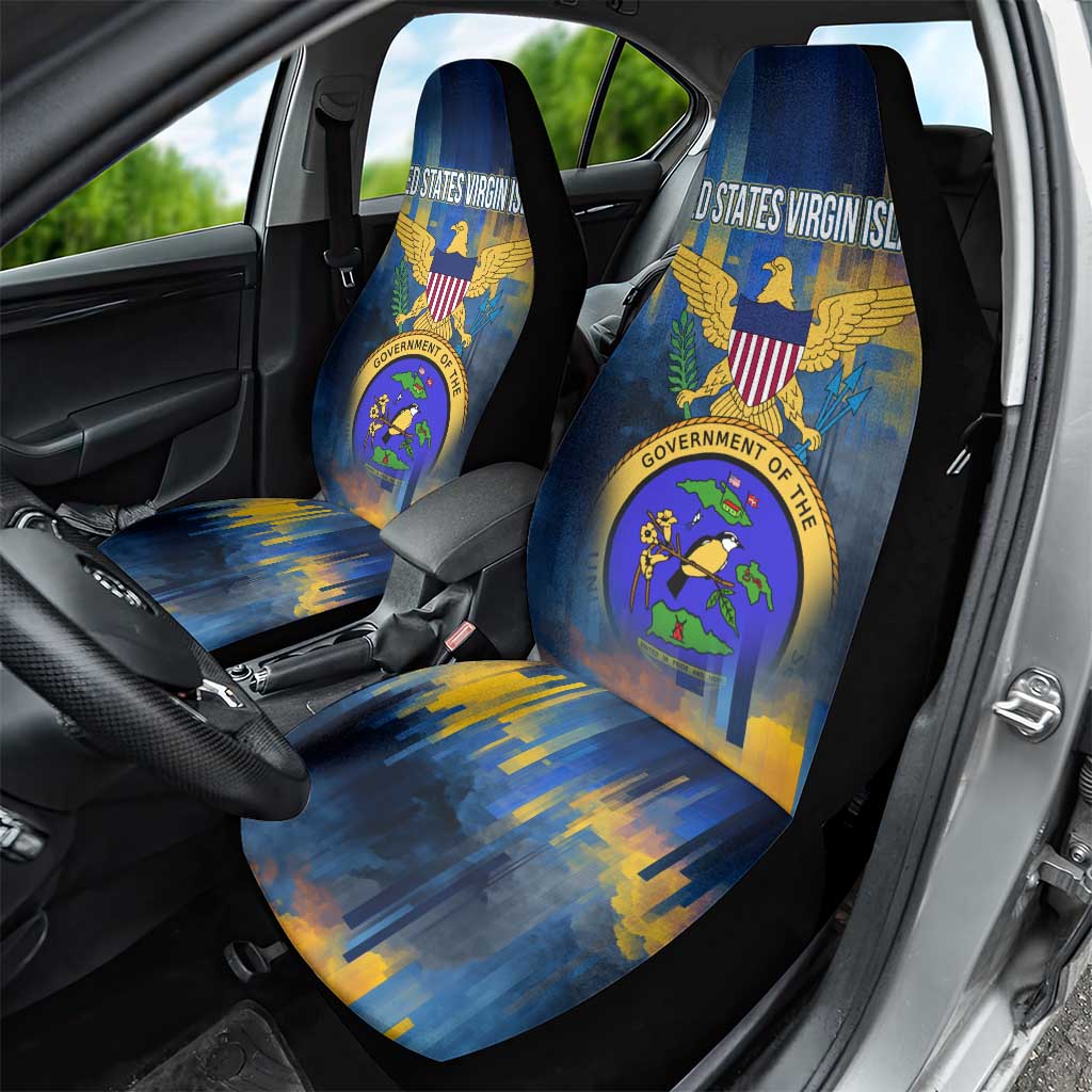 United States Virgin Islands Car Seat Cover with Blue Yellow Government Seal Design and Bald Eagle - Wonder Print Shop