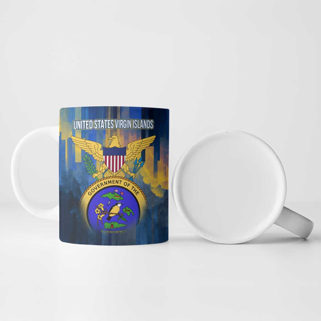 United States Virgin Islands Ceramic Mug with Blue Yellow Government Seal Design and Bald Eagle - Wonder Print Shop