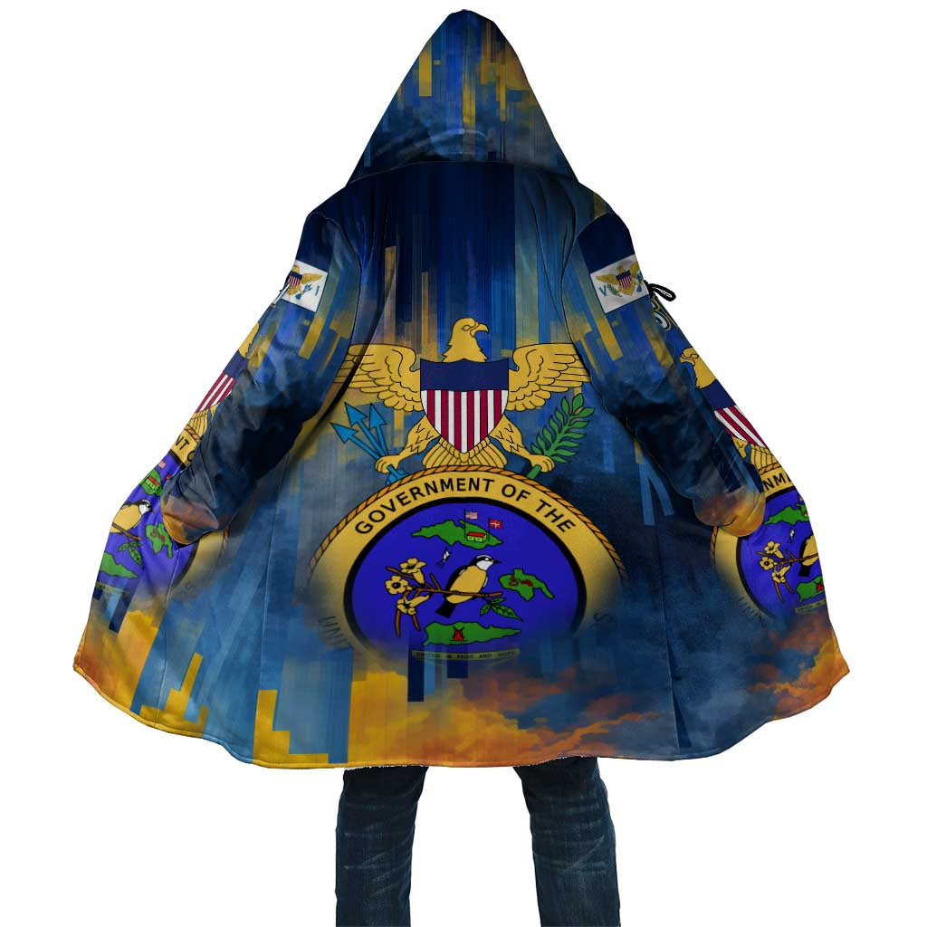 United States Virgin Islands Cloak with Blue Yellow Government Seal Design and Bald Eagle - Wonder Print Shop