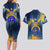 United States Virgin Islands Couples Matching Long Sleeve Bodycon Dress and Hawaiian Shirt with Blue Yellow Government Seal Design and Bald Eagle - Wonder Print Shop