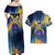 United States Virgin Islands Couples Matching Off Shoulder Maxi Dress and Hawaiian Shirt with Blue Yellow Government Seal Design and Bald Eagle - Wonder Print Shop