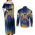 United States Virgin Islands Couples Matching Off Shoulder Maxi Dress and Long Sleeve Button Shirt with Blue Yellow Government Seal Design and Bald Eagle - Wonder Print Shop