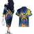 United States Virgin Islands Couples Matching Off The Shoulder Long Sleeve Dress and Hawaiian Shirt with Blue Yellow Government Seal Design and Bald Eagle - Wonder Print Shop
