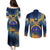 United States Virgin Islands Couples Matching Puletasi and Long Sleeve Button Shirt with Blue Yellow Government Seal Design and Bald Eagle - Wonder Print Shop