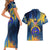 United States Virgin Islands Couples Matching Short Sleeve Bodycon Dress and Hawaiian Shirt with Blue Yellow Government Seal Design and Bald Eagle - Wonder Print Shop