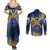 United States Virgin Islands Couples Matching Summer Maxi Dress and Long Sleeve Button Shirt with Blue Yellow Government Seal Design and Bald Eagle - Wonder Print Shop