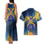 United States Virgin Islands Couples Matching Tank Maxi Dress and Hawaiian Shirt with Blue Yellow Government Seal Design and Bald Eagle - Wonder Print Shop