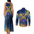 United States Virgin Islands Couples Matching Tank Maxi Dress and Long Sleeve Button Shirt with Blue Yellow Government Seal Design and Bald Eagle - Wonder Print Shop