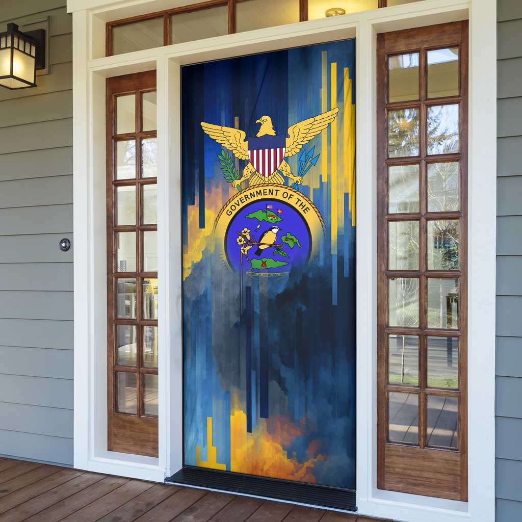 United States Virgin Islands Door Cover with Blue Yellow Government Seal Design and Bald Eagle - Wonder Print Shop