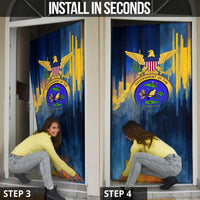 United States Virgin Islands Door Cover with Blue Yellow Government Seal Design and Bald Eagle - Wonder Print Shop