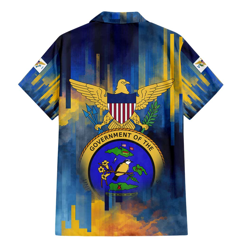 United States Virgin Islands Family Matching Mermaid Dress and Hawaiian Shirt with Blue Yellow Government Seal Design and Bald Eagle - Wonder Print Shop