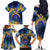 United States Virgin Islands Family Matching Off The Shoulder Long Sleeve Dress and Hawaiian Shirt with Blue Yellow Government Seal Design and Bald Eagle - Wonder Print Shop