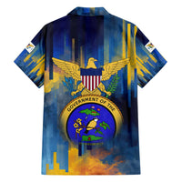 United States Virgin Islands Family Matching Off The Shoulder Long Sleeve Dress and Hawaiian Shirt with Blue Yellow Government Seal Design and Bald Eagle - Wonder Print Shop
