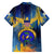 United States Virgin Islands Family Matching Off The Shoulder Long Sleeve Dress and Hawaiian Shirt with Blue Yellow Government Seal Design and Bald Eagle - Wonder Print Shop