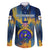 United States Virgin Islands Family Matching Off The Shoulder Long Sleeve Dress and Hawaiian Shirt with Blue Yellow Government Seal Design and Bald Eagle - Wonder Print Shop