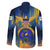 United States Virgin Islands Family Matching Off The Shoulder Long Sleeve Dress and Hawaiian Shirt with Blue Yellow Government Seal Design and Bald Eagle - Wonder Print Shop