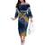 United States Virgin Islands Family Matching Off The Shoulder Long Sleeve Dress and Hawaiian Shirt with Blue Yellow Government Seal Design and Bald Eagle - Wonder Print Shop