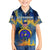 United States Virgin Islands Family Matching Off The Shoulder Long Sleeve Dress and Hawaiian Shirt with Blue Yellow Government Seal Design and Bald Eagle - Wonder Print Shop
