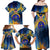 United States Virgin Islands Family Matching Off Shoulder Maxi Dress and Hawaiian Shirt with Blue Yellow Government Seal Design and Bald Eagle - Wonder Print Shop
