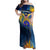 United States Virgin Islands Family Matching Off Shoulder Maxi Dress and Hawaiian Shirt with Blue Yellow Government Seal Design and Bald Eagle - Wonder Print Shop