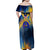 United States Virgin Islands Family Matching Off Shoulder Maxi Dress and Hawaiian Shirt with Blue Yellow Government Seal Design and Bald Eagle - Wonder Print Shop