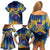 United States Virgin Islands Family Matching Off Shoulder Short Dress and Hawaiian Shirt with Blue Yellow Government Seal Design and Bald Eagle - Wonder Print Shop