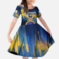 United States Virgin Islands Family Matching Puletasi and Hawaiian Shirt with Blue Yellow Government Seal Design and Bald Eagle - Wonder Print Shop