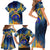 United States Virgin Islands Family Matching Short Sleeve Bodycon Dress and Hawaiian Shirt with Blue Yellow Government Seal Design and Bald Eagle - Wonder Print Shop