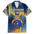 United States Virgin Islands Family Matching Short Sleeve Bodycon Dress and Hawaiian Shirt with Blue Yellow Government Seal Design and Bald Eagle - Wonder Print Shop