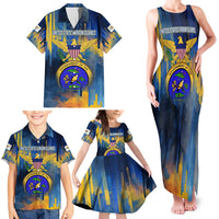United States Virgin Islands Family Matching Tank Maxi Dress and Hawaiian Shirt with Blue Yellow Government Seal Design and Bald Eagle - Wonder Print Shop