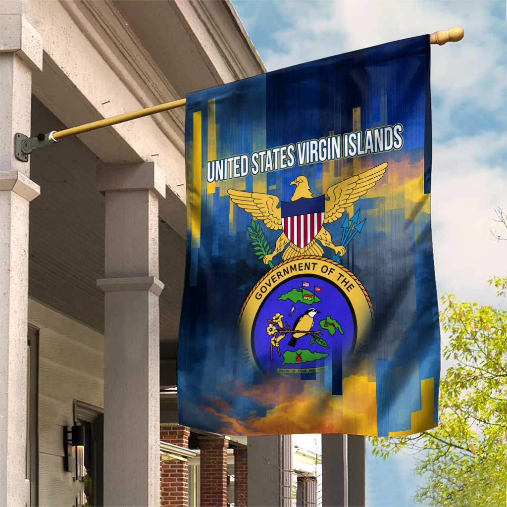 United States Virgin Islands Garden Flag with Blue Yellow Government Seal Design and Bald Eagle - Wonder Print Shop
