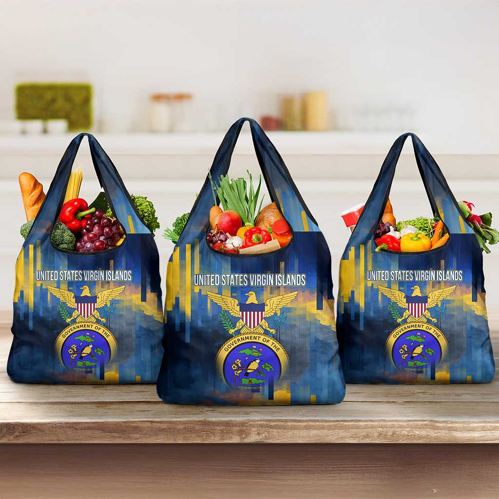 United States Virgin Islands Grocery Bag with Blue Yellow Government Seal Design and Bald Eagle - Wonder Print Shop