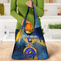 United States Virgin Islands Grocery Bag with Blue Yellow Government Seal Design and Bald Eagle - Wonder Print Shop