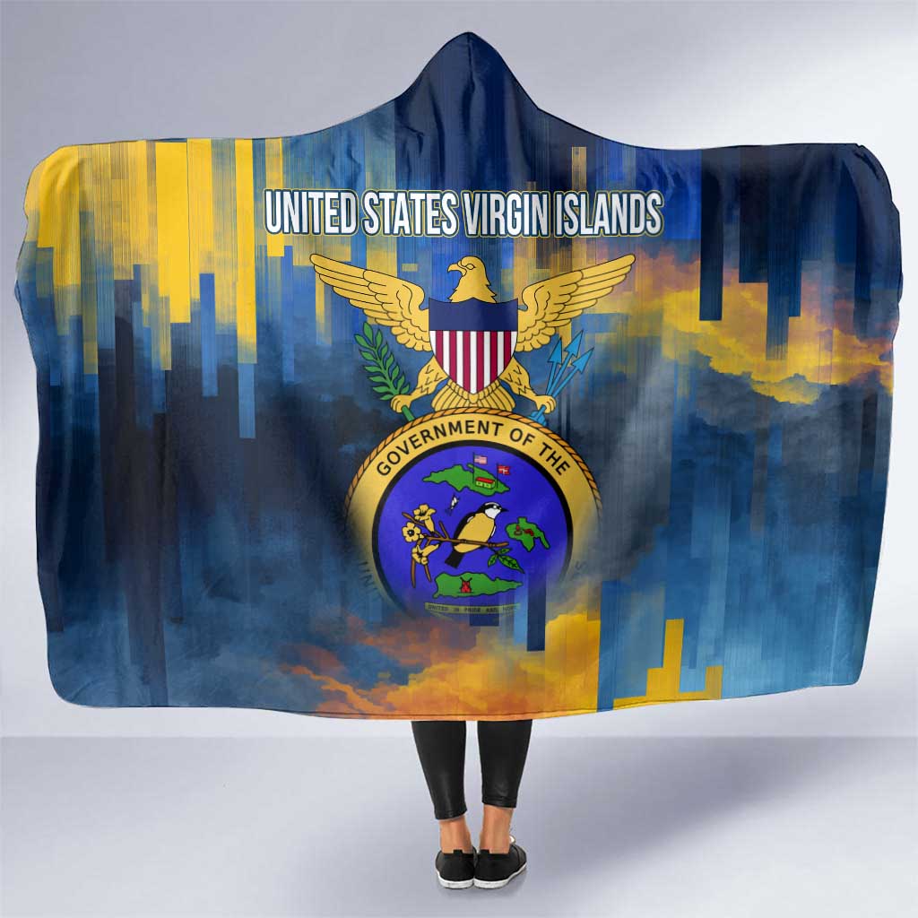 United States Virgin Islands Hooded Blanket with Blue Yellow Government Seal Design and Bald Eagle - Wonder Print Shop