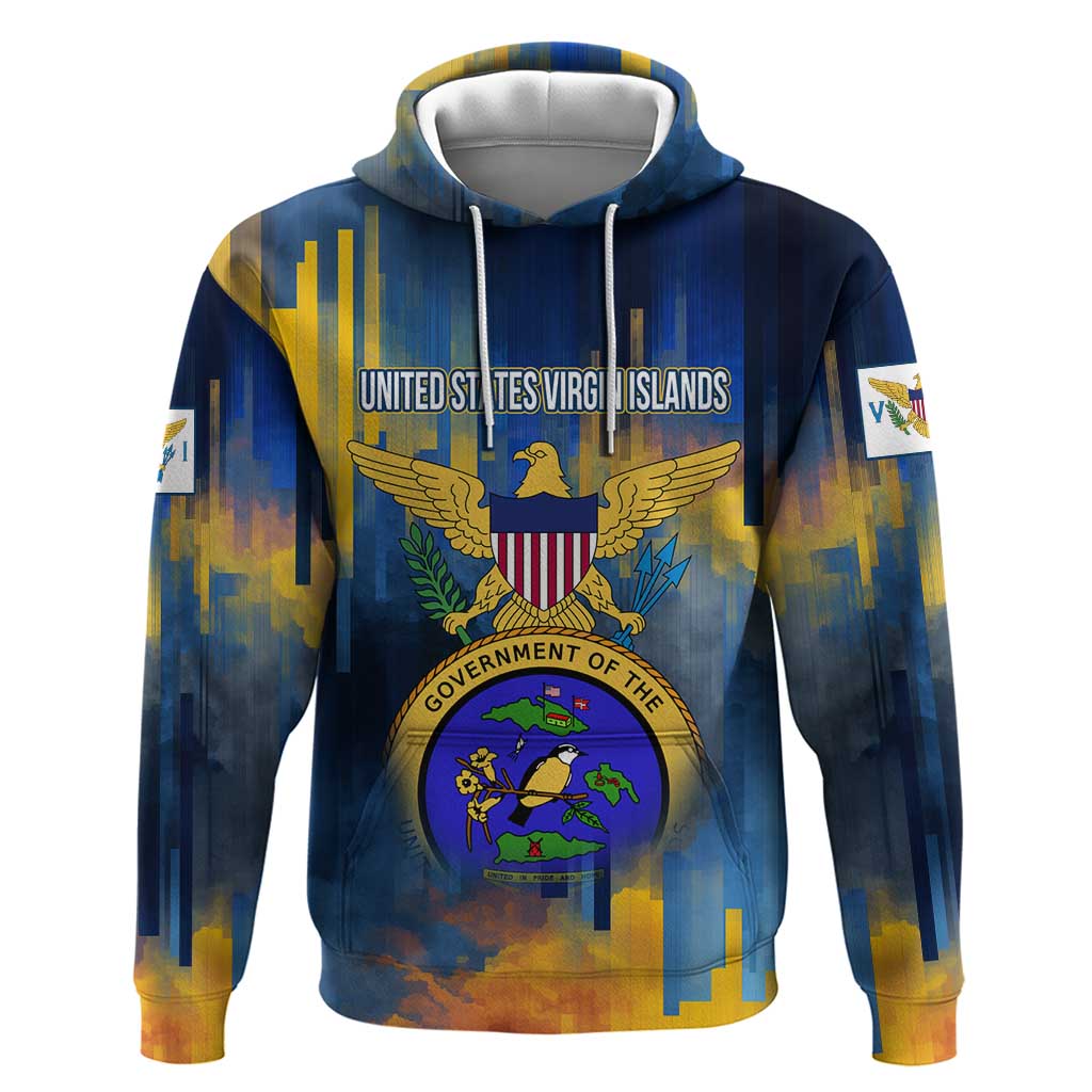 United States Virgin Islands Hoodie with Blue Yellow Government Seal Design and Bald Eagle - Wonder Print Shop