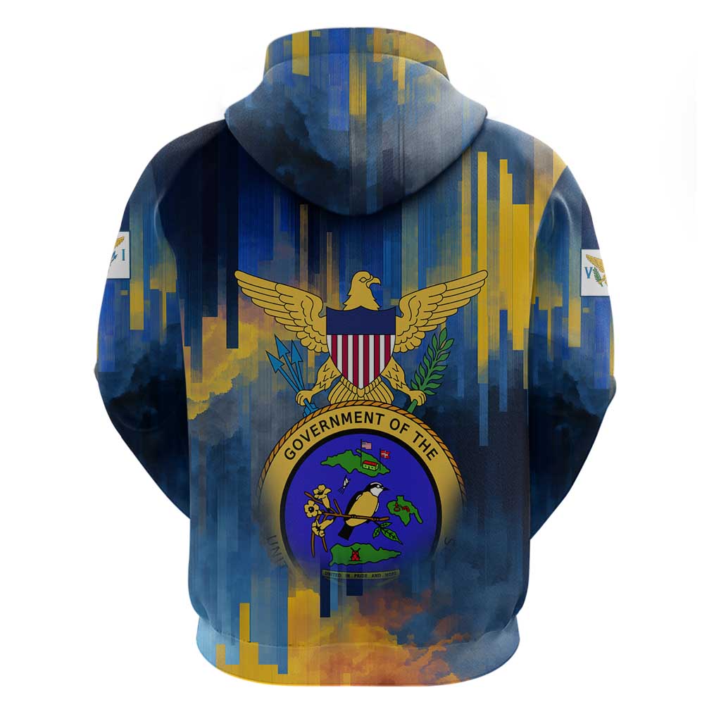 United States Virgin Islands Hoodie with Blue Yellow Government Seal Design and Bald Eagle - Wonder Print Shop