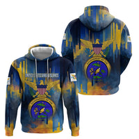 United States Virgin Islands Hoodie with Blue Yellow Government Seal Design and Bald Eagle - Wonder Print Shop