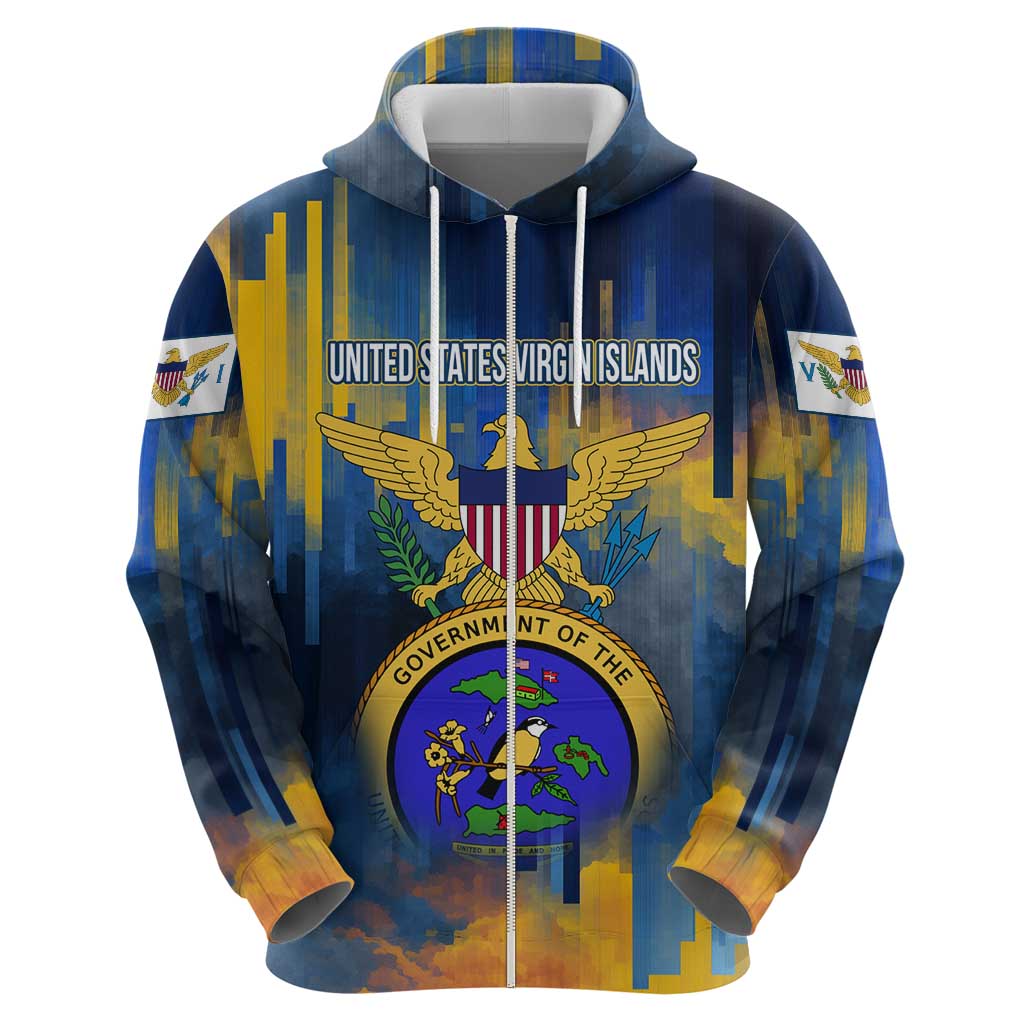 United States Virgin Islands Hoodie with Blue Yellow Government Seal Design and Bald Eagle - Wonder Print Shop