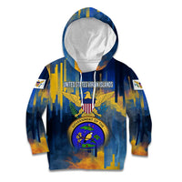 United States Virgin Islands Kid Hoodie with Blue Yellow Government Seal Design and Bald Eagle - Wonder Print Shop