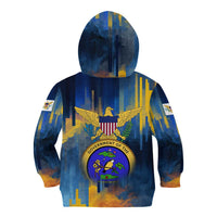United States Virgin Islands Kid Hoodie with Blue Yellow Government Seal Design and Bald Eagle - Wonder Print Shop