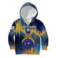 United States Virgin Islands Kid Hoodie with Blue Yellow Government Seal Design and Bald Eagle - Wonder Print Shop