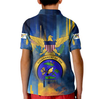 United States Virgin Islands Kid Polo Shirt with Blue Yellow Government Seal Design and Bald Eagle - Wonder Print Shop