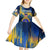 United States Virgin Islands Kid Short Sleeve Dress with Blue Yellow Government Seal Design and Bald Eagle - Wonder Print Shop