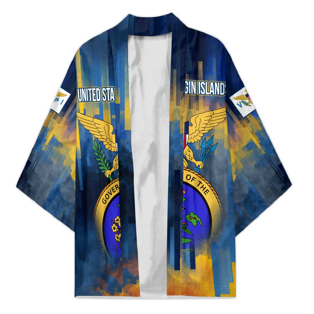 United States Virgin Islands Kimono with Blue Yellow Government Seal Design and Bald Eagle - Wonder Print Shop