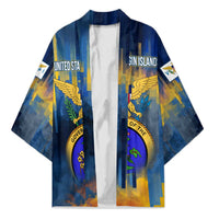 United States Virgin Islands Kimono with Blue Yellow Government Seal Design and Bald Eagle - Wonder Print Shop