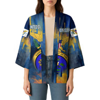 United States Virgin Islands Kimono with Blue Yellow Government Seal Design and Bald Eagle - Wonder Print Shop