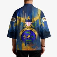 United States Virgin Islands Kimono with Blue Yellow Government Seal Design and Bald Eagle - Wonder Print Shop