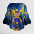 United States Virgin Islands Kimono Sleeve Blouse with Blue Yellow Government Seal Design and Bald Eagle - Wonder Print Shop